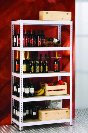 Anemos-Pokerino-Scaffale-Incastro-In-Metallo-4-Piani-In-Truciolato-80x30x180-Cm