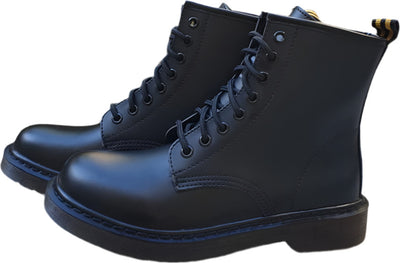 Anfibi-Neri-Donna-Stringati-Stivaletto-Basso-con-Lacci-Suola-in-Gomma-Stivali-Invernali-Neri-Anti-Scivolo-Mod.-Martens