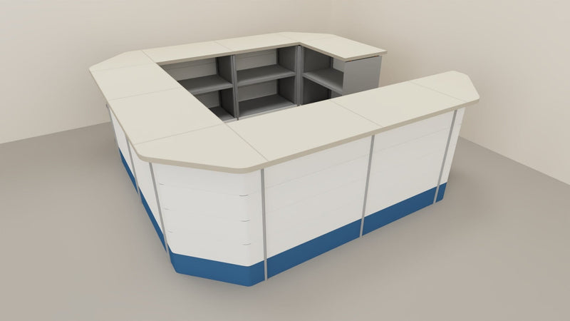 Modulo angolare a giorno interno a 90 colore alluminio cm. 64x64x106h