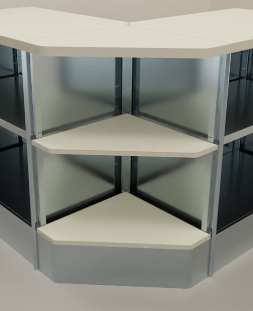 Modulo metallico angolare interno a giorno a 90 cm. 64x64x106h
