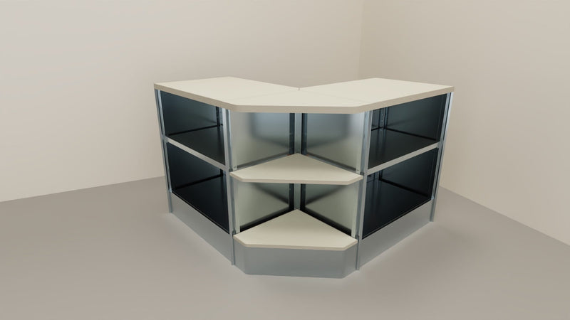 Modulo metallico angolare interno a giorno a 90 cm. 64x64x106h