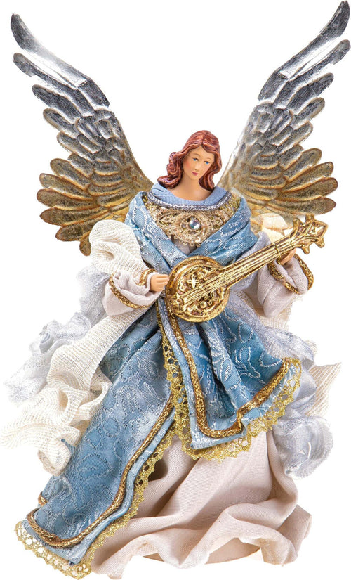 Angelo con chitarra in tessuto e resina color blu e Oro decorazione natalizia da 26 cm Casa e cucina/Decorazioni per interni/Addobbi e decorazioni per ricorrenze/Decorazioni natalizie/Presepi/Statuine e fondali per il presepe MagiediNatale.it - Altamura, Commerciovirtuoso.it