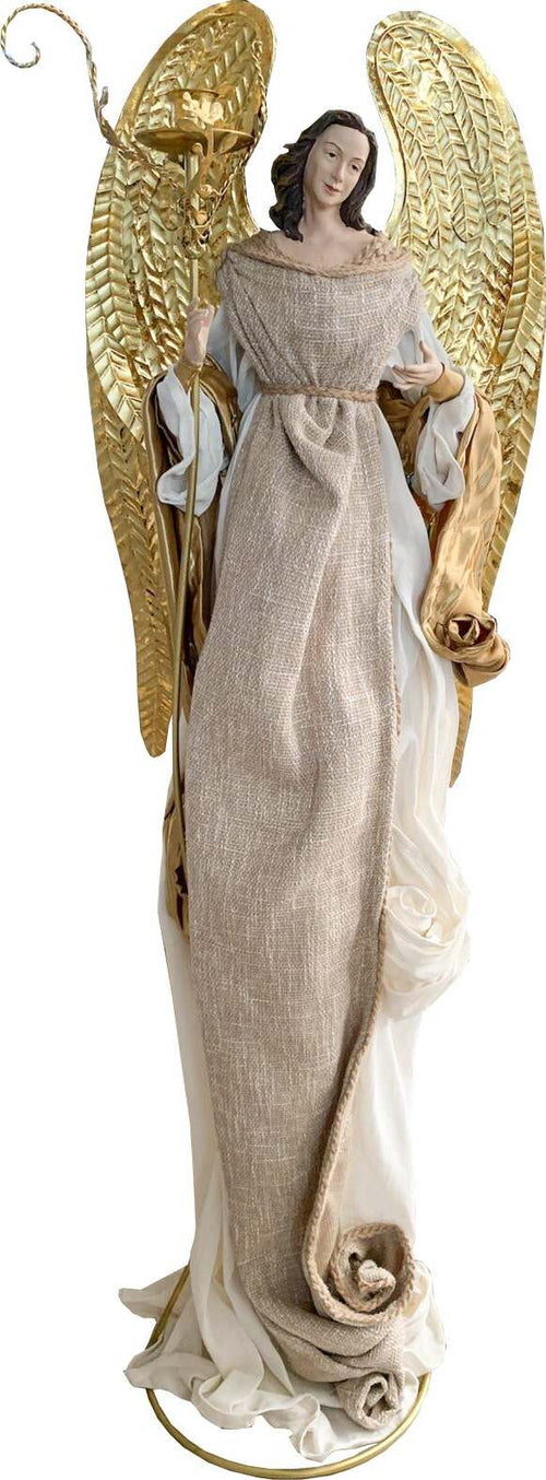 Angelo porta candela beige con ali dorate h 110 cm decorazione natalizia Casa e cucina/Decorazioni per interni/Addobbi e decorazioni per ricorrenze/Decorazioni natalizie/Punte albero di Natale MagiediNatale.it - Altamura, Commerciovirtuoso.it