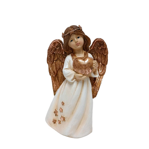 Angelo decorativo con cuore e con luci per decorazioni natalizie h 26 cm