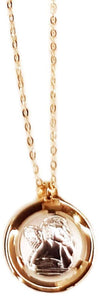 Angioletto pendente a medaglia in Oro bianco e giallo 750/1000 Gioiello Religioso Made in Italy Artigianale Stella Milano