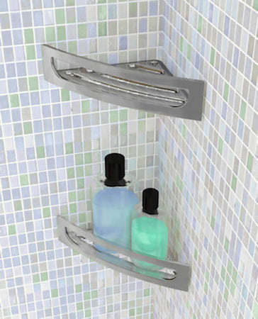 Angolare Doccia In Abs Cromato Serie Clip 2 Design Moderno Made In Italy Mensola Cromata Effetto Acciaio Lucido