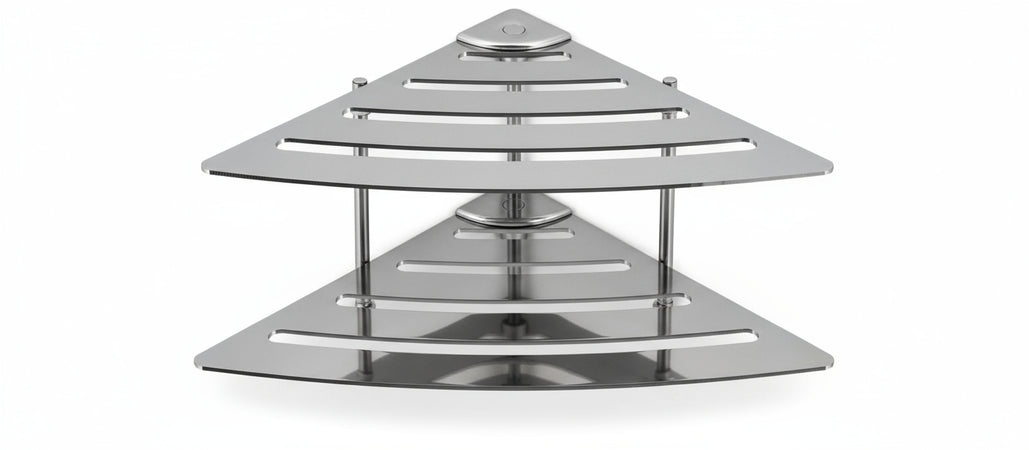 Angolare Doccia in Acciaio Inox Serie Point 1 Mensola Ad Angolo per Doccia Made in Italy Design Moderno