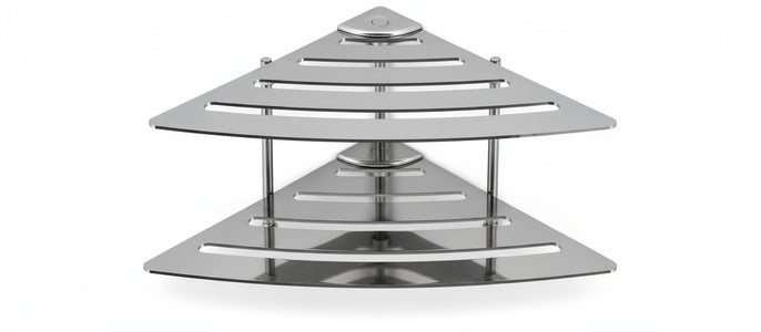 Angolare Doccia in Acciaio Inox Serie Point 1 Mensola Ad Angolo per Doccia Made in Italy Design Moderno