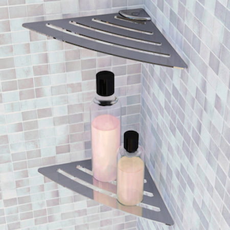 Angolare Doccia in Acciaio Inox Serie Point 2 Mensola Angolare Doccia Design Moderno Made in Italy