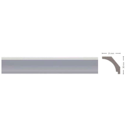 *STOCK FOLLI* Profilo a soffitto in Polimeri Bianco RAL 9016 verniciabile 31X30mm (Prezzo al metro)