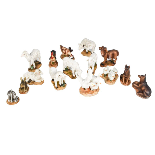 Animali per presepe in poliresina dipinti a mano statuine da fattoria h 7 cm