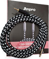Anpro Cavo Audio Professionale 3mt Jack 3,5mm a 6,35mm per Strumenti Audio Telato Tastiere Oro