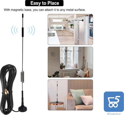 Antenna Base Magnetica 12dBi 4G Ripetitore di Segnale per Interni Esterni connettore TS9