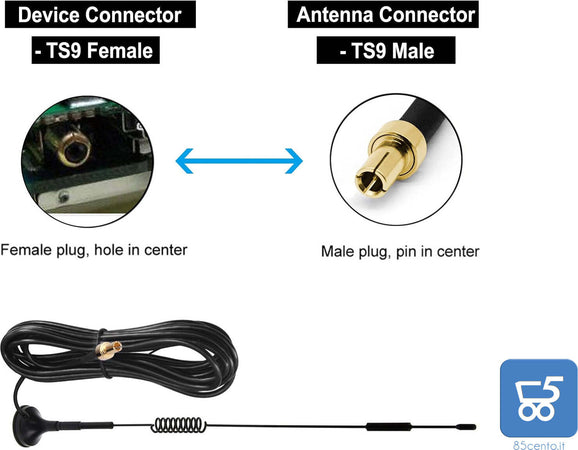 Antenna Base Magnetica 12dBi 4G Ripetitore di Segnale per Interni Esterni connettore TS9