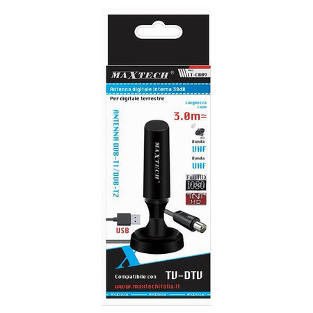 Antenna Digitale Terrestre T2 Portatile Amplificata Indoor Camper 38 Db Lt-c009