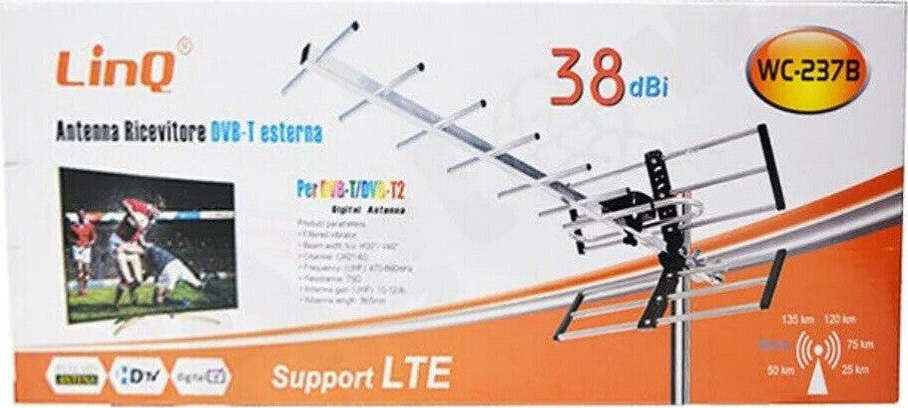 Antenna Tv Uhf Dvb-t Dvb-t2 Digitale Esterno Amplificata Hdtv Lte 38dbi Wc-237b Elettronica/Home Cinema TV e video/Accessori/Antenne/Antenne TV Trade Shop italia - Napoli, Commerciovirtuoso.it