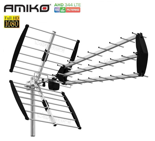 Antenna digitale terrestre Banda UHF a 27 elementi CH 21-60 FULL HD alto guadagno con Filtro 5G LTE AMIKO AHD-344