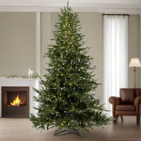 Albero di natale "Tonale" con Led e Tronco Marrone 80% PE Effetto Real Touch