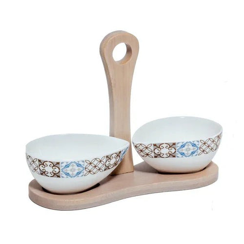 Antipastiera Madrhelen Tiles Porcellana 2 Ciotole Goccia
