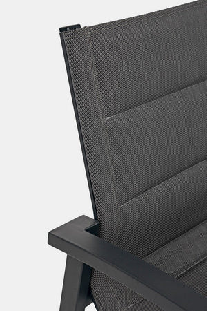 Salottino "Laiken" con poltroncine, divanetto e tavolino, struttura in alluminio, per esterno