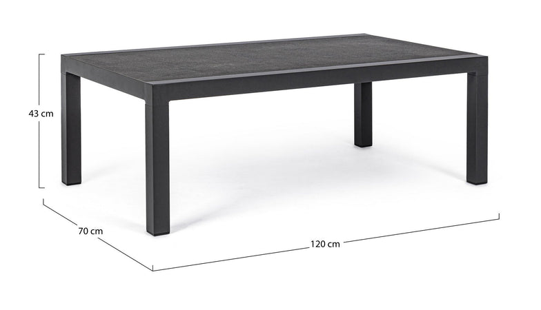 Tavolo "Kledi" piano in ceramica, struttura in alluminio per esterno da 120 x 70 cm