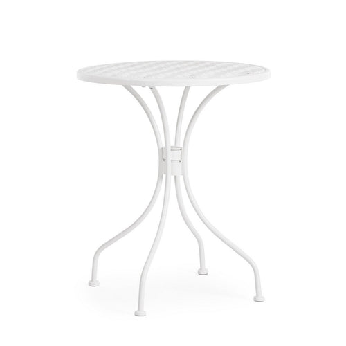 Tavolino rotondo Lizette con struttura in acciaio, finitura opaca, per esterno