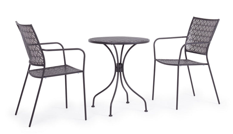 Tavolino rotondo "Lizette" con struttura in acciaio, finitura opaca, per esterno