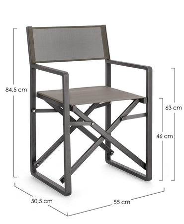 Sedia da regista "Konnor" struttura in alluminio, seduta in textilene, ideale per giardino