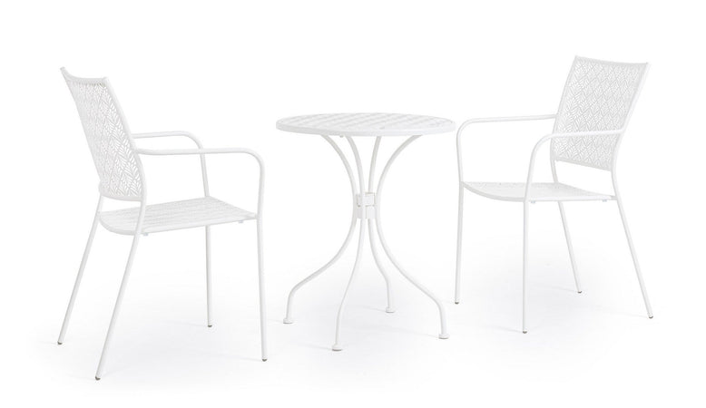 Tavolino rotondo "Lizette" con struttura in acciaio, finitura opaca, per esterno