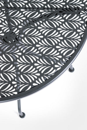 Tavolino rotondo "Lizette" con struttura in acciaio, finitura opaca, per esterno