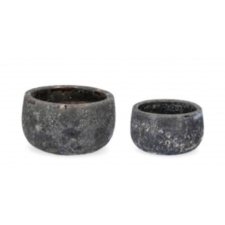 Set 2 PortaVaso Duyen Tondo in terra cotta smaltata per uso interno ed esterno.