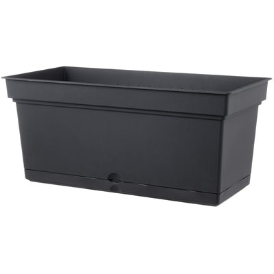 Vaso rettangolare ''Aqua Elements con sottovaso'' in plastica colorati da esterno e giardino per fiori e piante