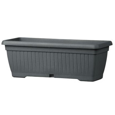 Vaso con sottovaso rettangolare "Coste Basic" in plastica per fiori e piante da balcone e giardino
