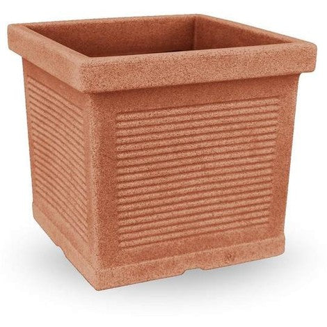 Vaso quadrato ''Quadro Millerighe Classic'' in plastica da esterno per fiori e piante