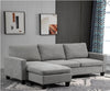 Divano Angolare Moderno e Componibile soggiorno salotto ufficio studio, Divano 3 Posti con Penisola Reversibile in Tessuto Grigio Chiaro, 200x140x 91cm F833-944GYA