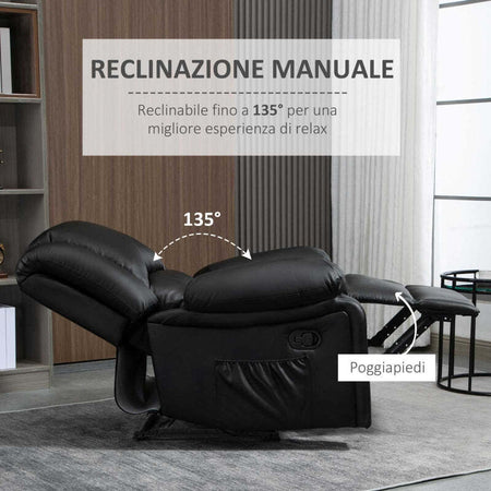 AOS57-Poltrona-Relax-Reclinabile-Tasche-Laterali,-100x89x100cm,-Nera