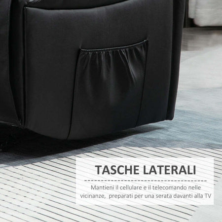 AOS57-Poltrona-Relax-Reclinabile-Tasche-Laterali,-100x89x100cm,-Nera