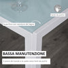 AOS66 NUOVO SVENDITA set tavolo bianco + 4 sedie pelle soggiorno salotto cucina acciaio vetro cucina
