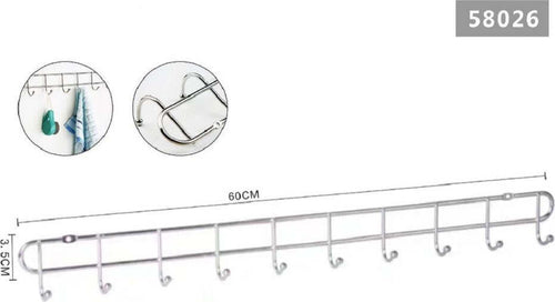 Appendiabiti A 10 Ganci Posti Attaccapanni A Parete 60x3,5 Cm Bagno Cucina 58026 Casa e cucina/Arredamento/Ingresso/Appendiabiti a parete Trade Shop italia - Napoli, Commerciovirtuoso.it