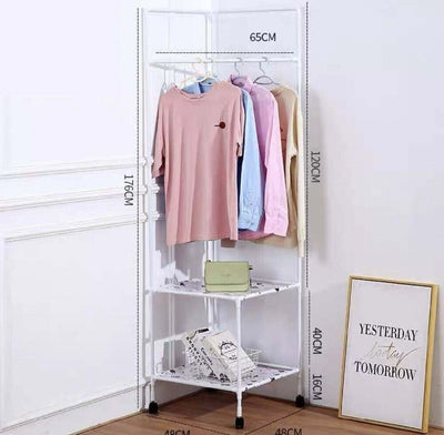 Appendiabiti Angolare In Metallo Con 2 Ripiani Multifunzione Bianco Casa e cucina/Organizzazione interni/Organizzazione guardaroba/Stand appendiabiti Trade Shop italia - Napoli, Commerciovirtuoso.it