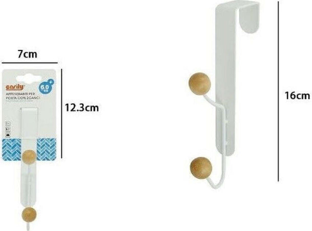 Appendiabiti Appendino Da Porta Metallo Bianco Palline Legno 2 Posti Ganci 79553 Casa, arredamento e bricolage > Arredamento > Attaccapanni Trade Shop italia - Napoli, Commerciovirtuoso.it