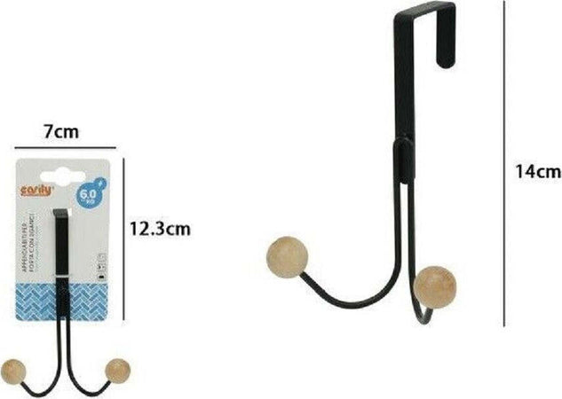 Appendiabiti Appendino Da Porta Metallo Nero Palline Legno 2 Ganci Posti 79557 Casa, arredamento e bricolage > Arredamento > Attaccapanni Trade Shop italia - Napoli, Commerciovirtuoso.it