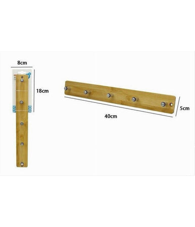 Appendiabiti Appendino Parete Metallo Legno 5 Posti Ganci Giacche Vestiti 79548