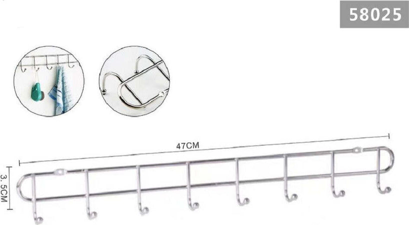 Appendiabiti Attaccapanni A Parete A 8 Posti Ganci 47x3,5cm Bagno Cucina 58025 Casa e cucina/Bagno/Mobili da bagno/Portasciugamani/Ganci portasciugamani Trade Shop italia - Napoli, Commerciovirtuoso.it