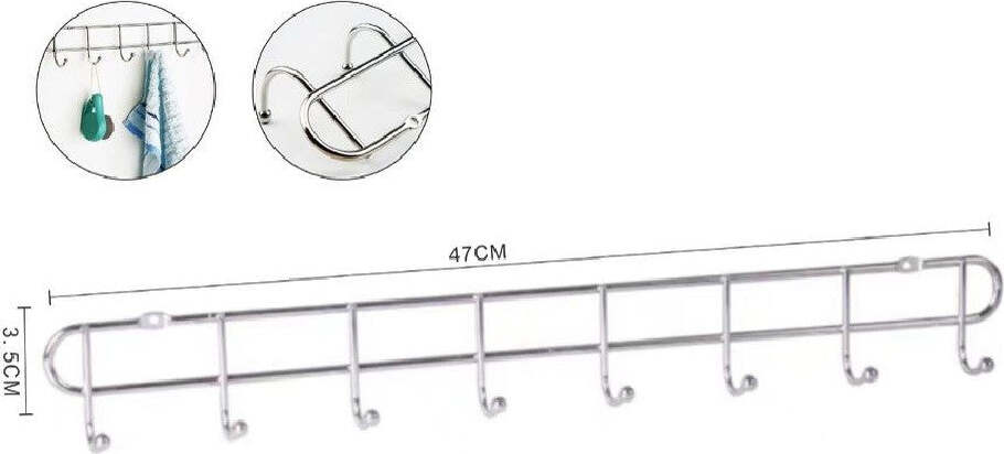 Appendiabiti Attaccapanni A Parete A 8 Posti Ganci 47x3,5cm Bagno Cucina 58025 Casa e cucina/Bagno/Mobili da bagno/Portasciugamani/Ganci portasciugamani Trade Shop italia - Napoli, Commerciovirtuoso.it