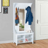 Appendiabiti-Attaccapanni-da-Terra-con-Specchio-Scarpiera-4-Ganci-Legno-80x40x170cm-Bianco-HU7831-226HU7