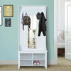 Appendiabiti-Attaccapanni-da-Terra-con-Specchio-Scarpiera-4-Ganci-Legno-80x40x170cm-Bianco-HU7831-226HU7