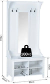 Appendiabiti-Attaccapanni-da-Terra-con-Specchio-Scarpiera-4-Ganci-Legno-80x40x170cm-Bianco-HU7831-226HU7