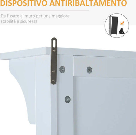 Appendiabiti-Attaccapanni-da-Terra-con-Specchio-Scarpiera-4-Ganci-Legno-80x40x170cm-Bianco-HU7831-226HU7