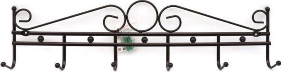 Appendiabiti-Attaccapanni-In-Metallo-Bronzato-A-Parete-6-Posti-Ganci-11,5x48-Cm